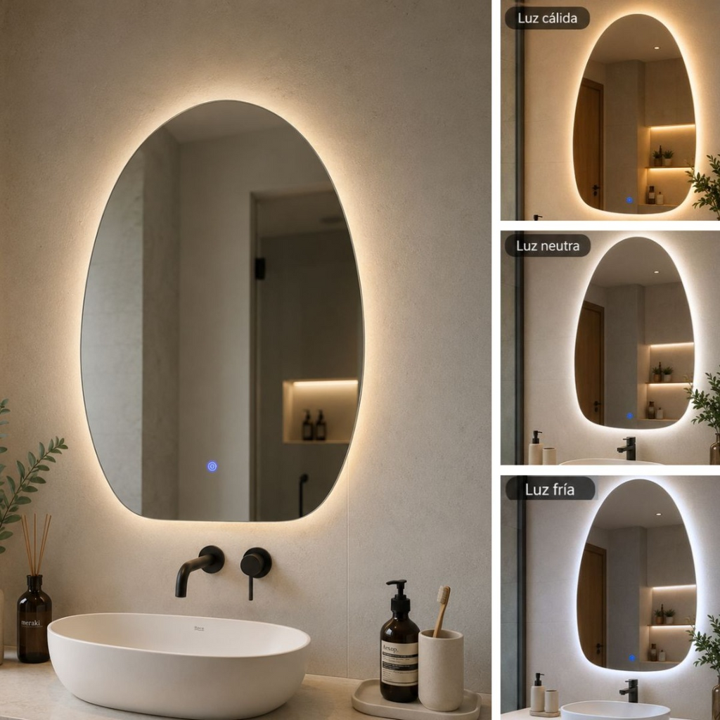 Espejo ovalado con luz led